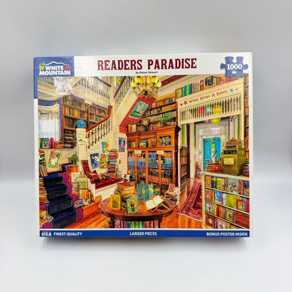 White Mountain Readers Paradise 1000 Larger Piece Jigsaw Puzzle *COMPLETE*